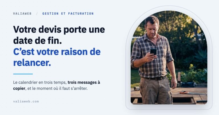 Relancer un devis : la date de validité inscrite sur le devis borne la relance