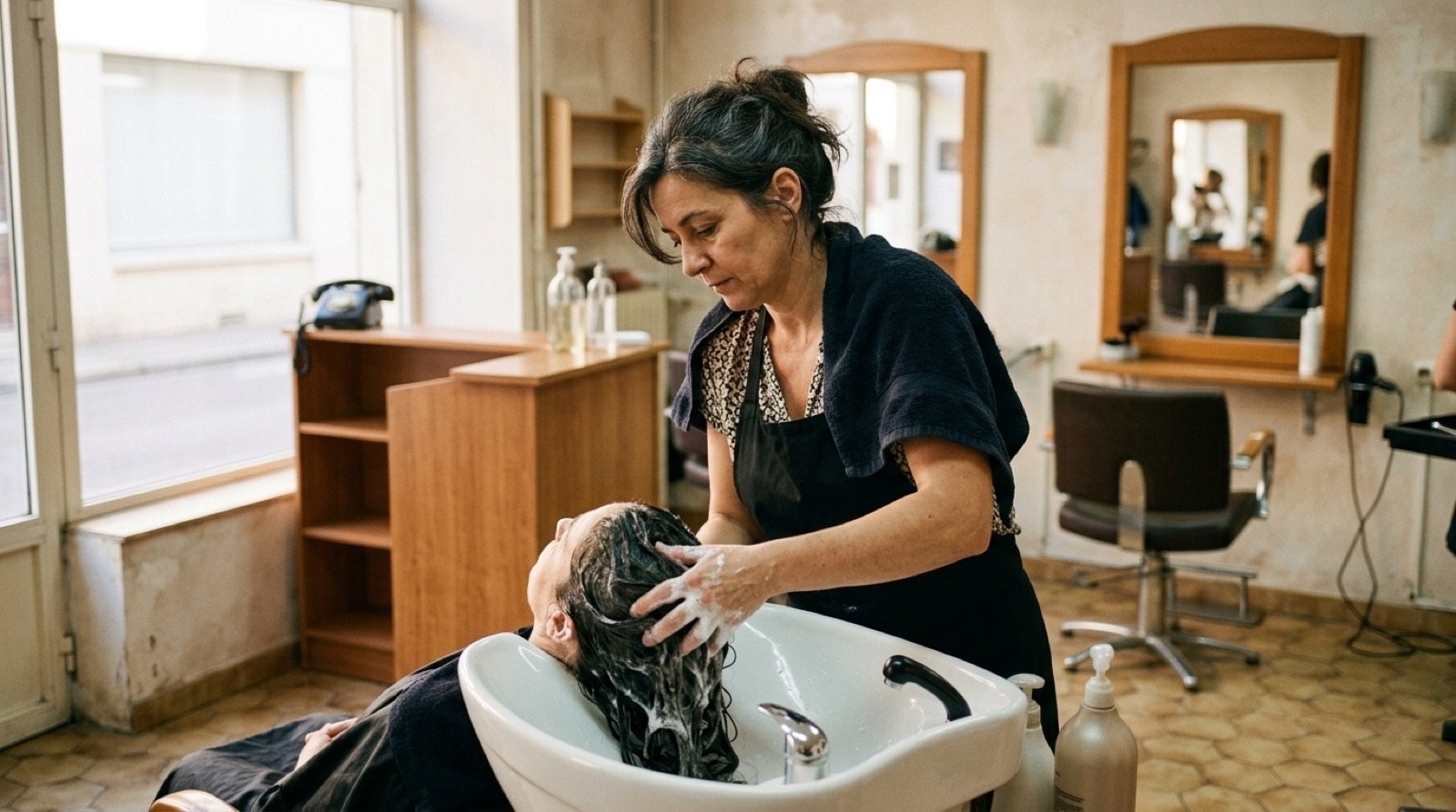 Un standard téléphonique IA décroche pendant qu’une coiffeuse a les mains dans un shampooing et ne peut pas répondre